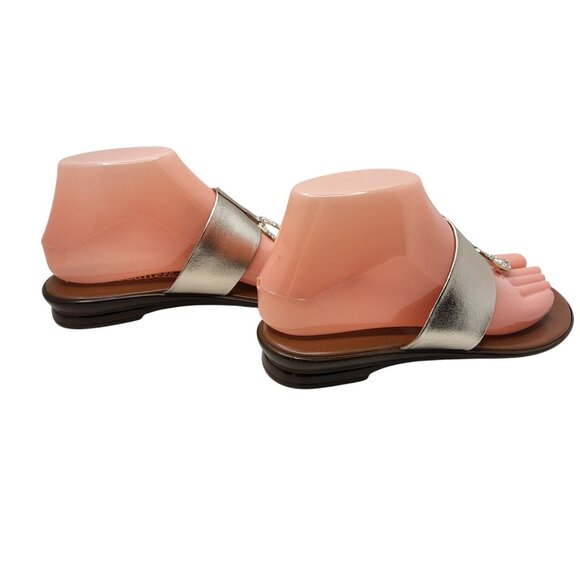 Tuscanella Made in Italy Womens Slip on Silver Color Thong Sandals - Picture 7 of 9